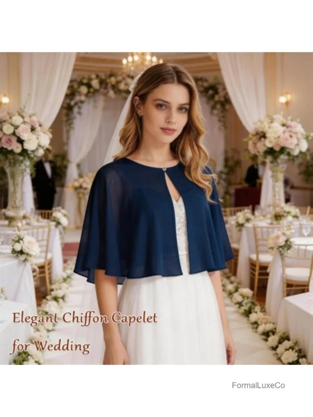 Chiffon Capelet Womens Soft Shawl Wrap for Evening Dresses Wedding Formal Cover